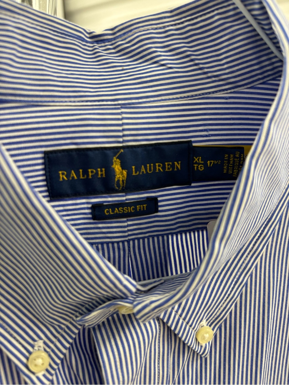 Ralph Lauren Classic Fit Blue and White Stripe Dress Shirt